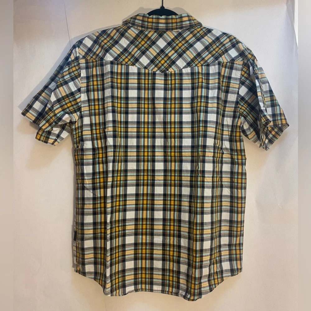 Patagonia Men’s Button-down Short Sleeve Shirt‎ Brown Yellow Plaid Size Medium